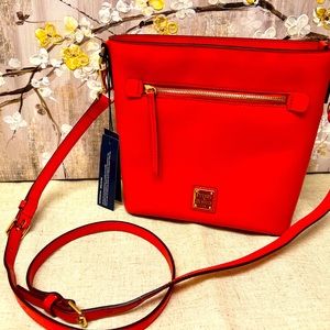 New!! Dooney & Bourke Saffiano Leather Zip Crossbody-Shoulder Bag Tomato NWT